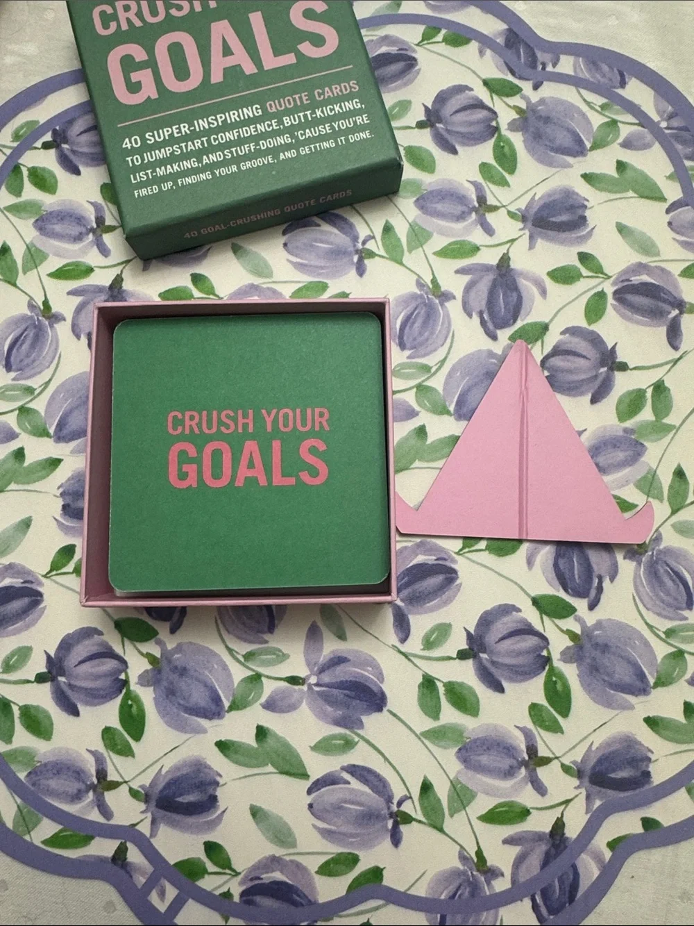 Knock Knock Crush Your Goals Quote Cards - Green Box with Pink Text